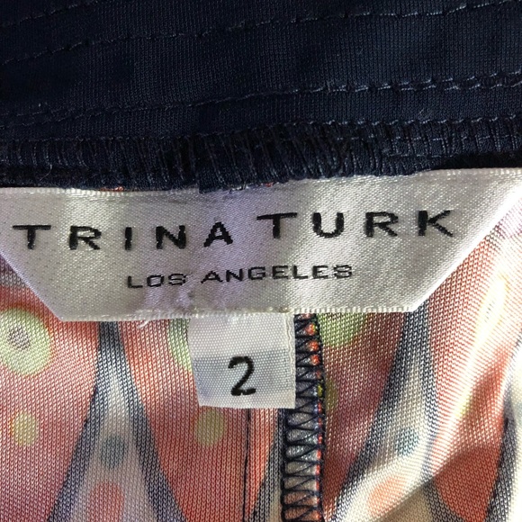 Trina Turk Silk Sheath Dress Size 2 Navy Matching Wide Belt With Metal Clasp AB - Picture 10 of 10